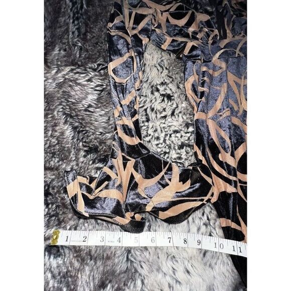 Philosophy Of Paek BrownBurnout Velvet Sheer Mini Dress, Club Party Wear, small - Picture 7 of 13